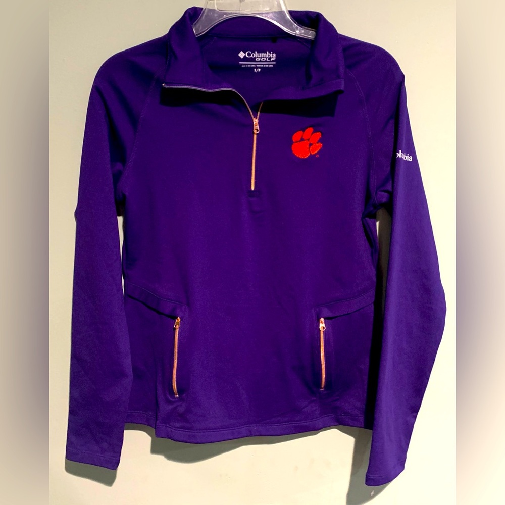Columbia Golf Clemson Tigers 1/4 Zip Pullover with Rose Gold Zippers